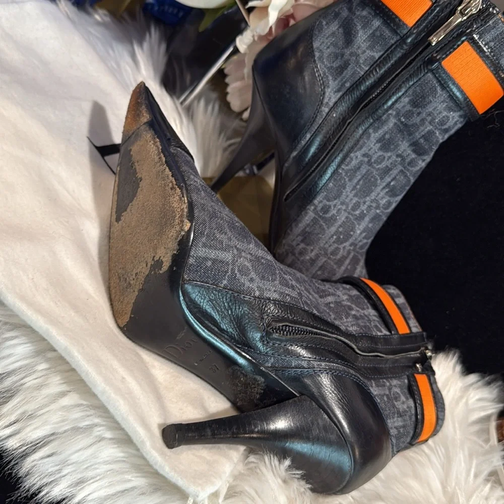 Christian Dior Diorissimo Pattern Denim Sock Boots - Picture 8 of 10